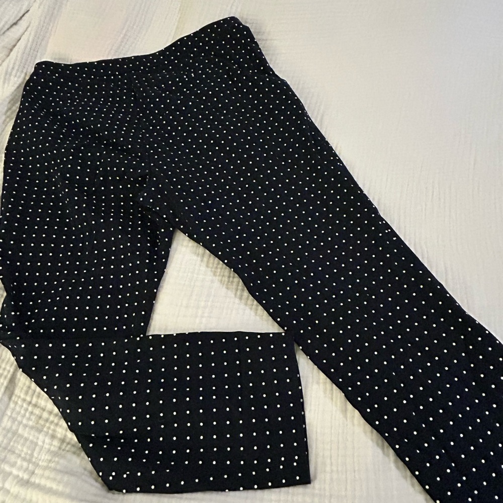 Lauren Ralph Lauren Womens Pants Navy Blue White Polka Dot Stretch sz 16W NWOT